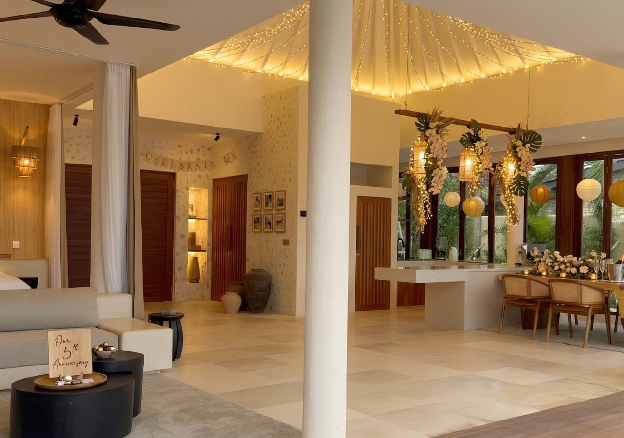 Villa celebration and floral decoration